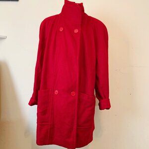 MEDIUM | 90s Red Wool Car Coat | Size 12